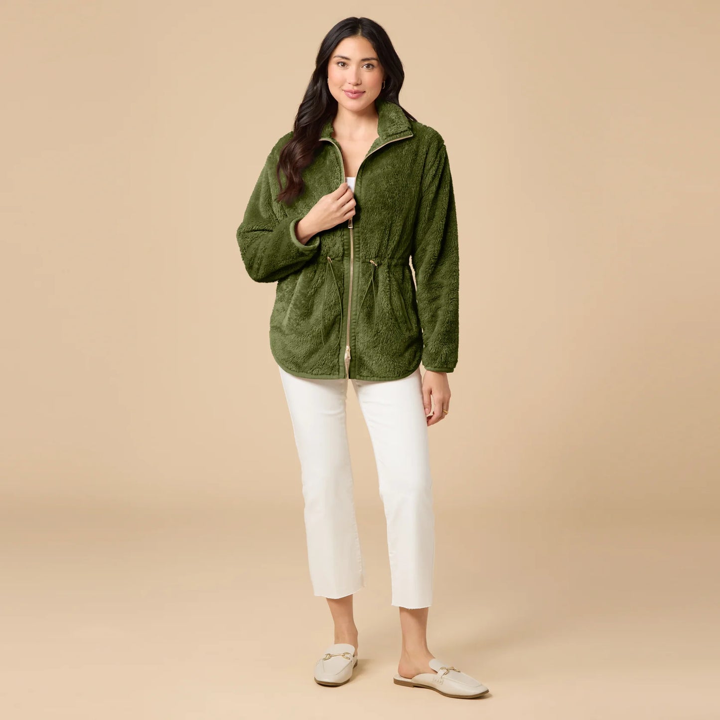 DreamPlush Zip Tunic by Softies in Olive