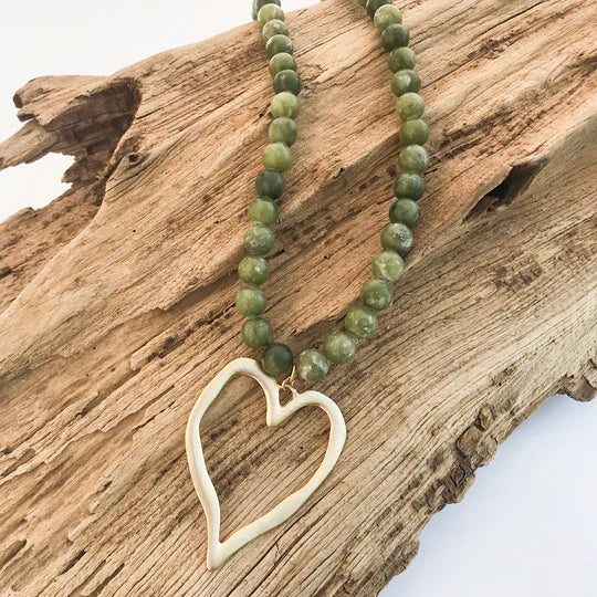 Gemstone Beaded Heart Necklace by Virtue Jewelry Design