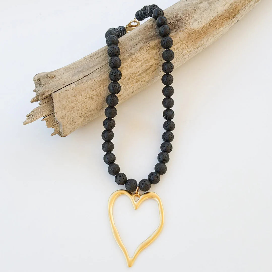 Gemstone Beaded Heart Necklace by Virtue Jewelry Design