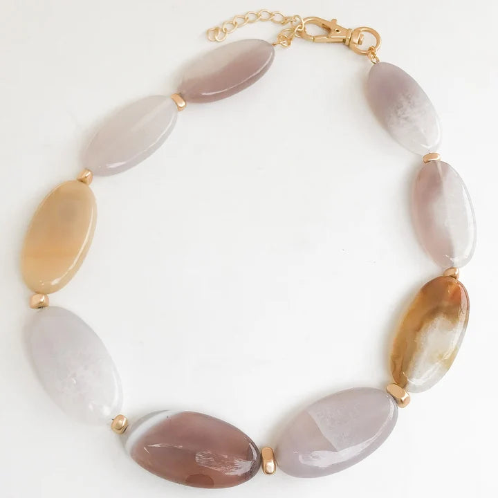 Oval Agate Necklace by Virtue Jewelry Design in Natural