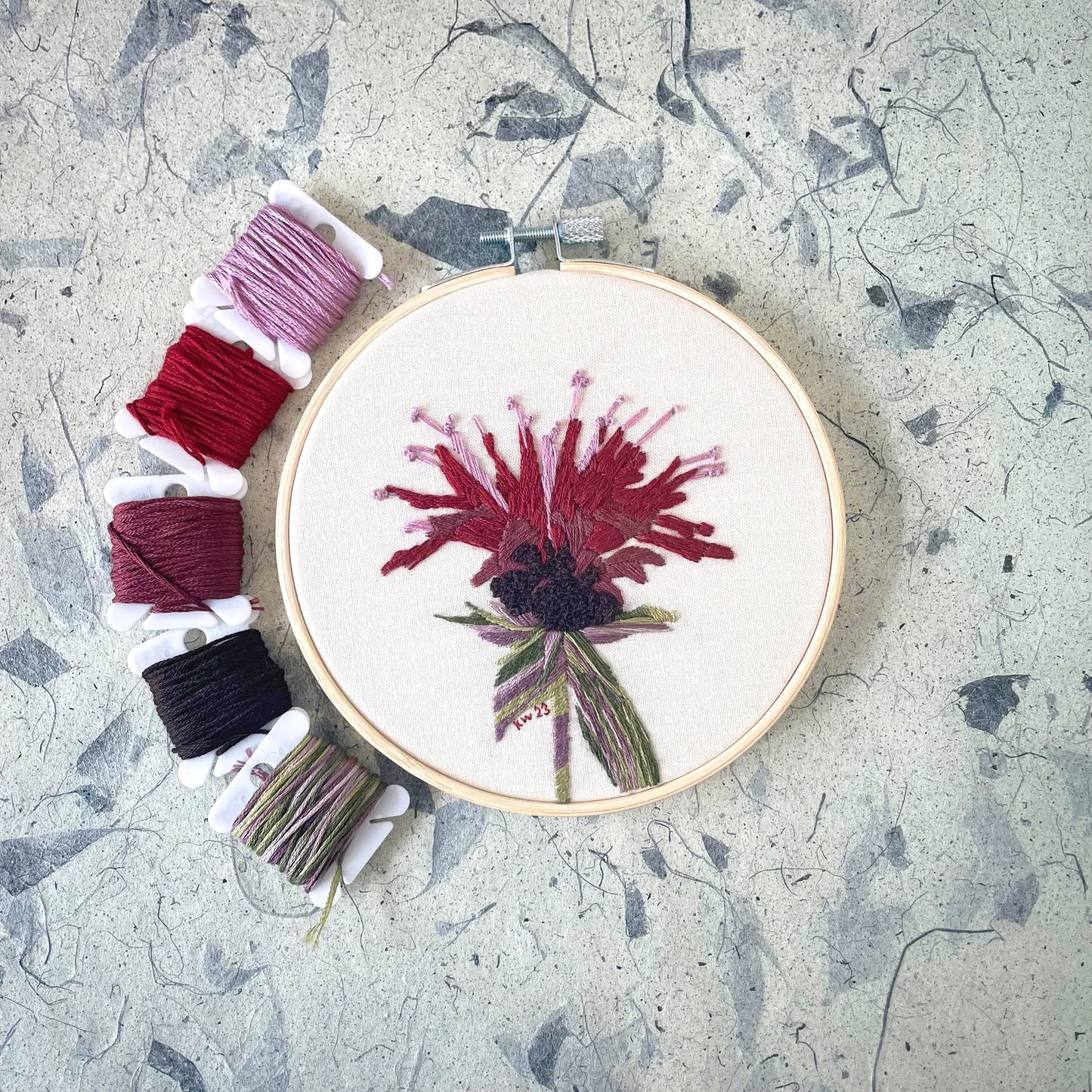 DIY Embroidery Kit by Kate Wyatt Fine Art in Bee Balm