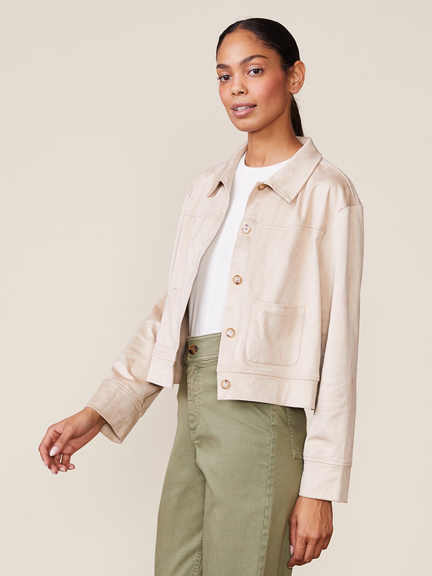 Suede Patch Pocket Jacket by ANTHEM the label in Sand
