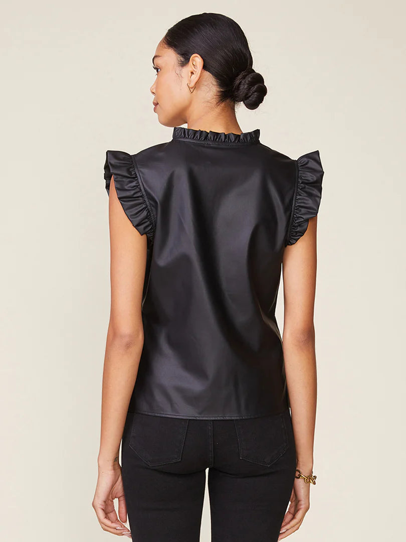 Morrison Vegan Leather Top by ANTHEM the label in Black