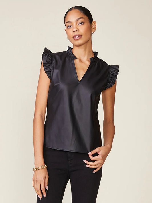 Morrison Vegan Leather Top by ANTHEM the label in Black