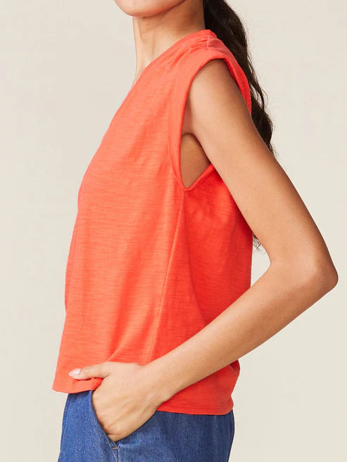 Cuffed V-Neck Muscle Tank by ANTHEM the label in Red