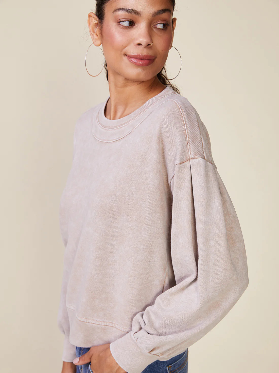 Drop Shoulder Duet Pullover by ANTHEM the label in Beaver