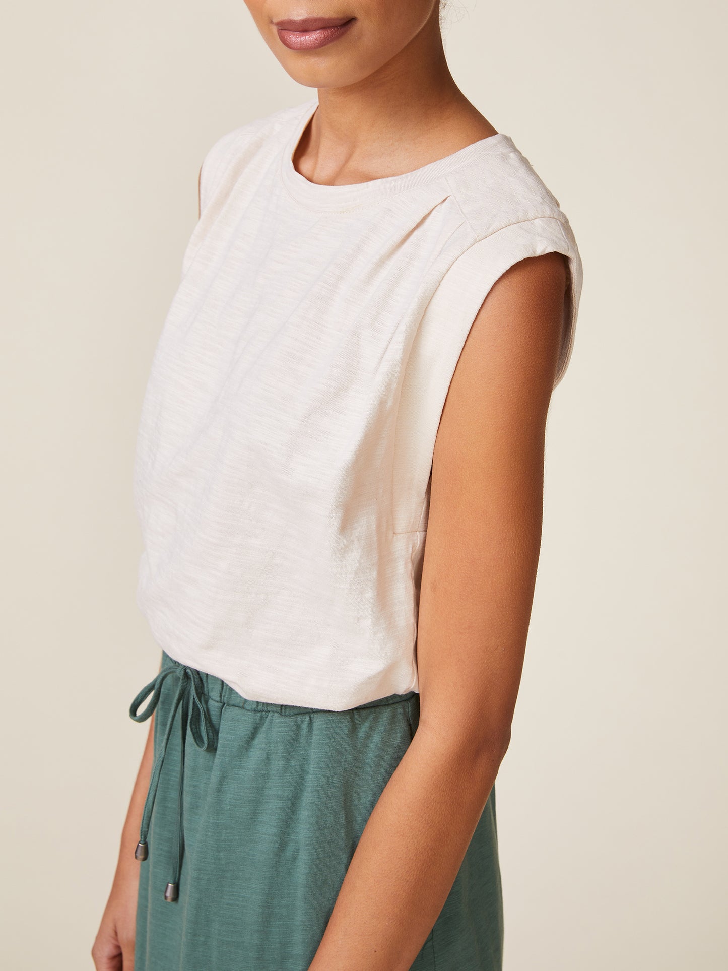 Dylan Slub Muscle Tee by ANTHEM the label in Almond