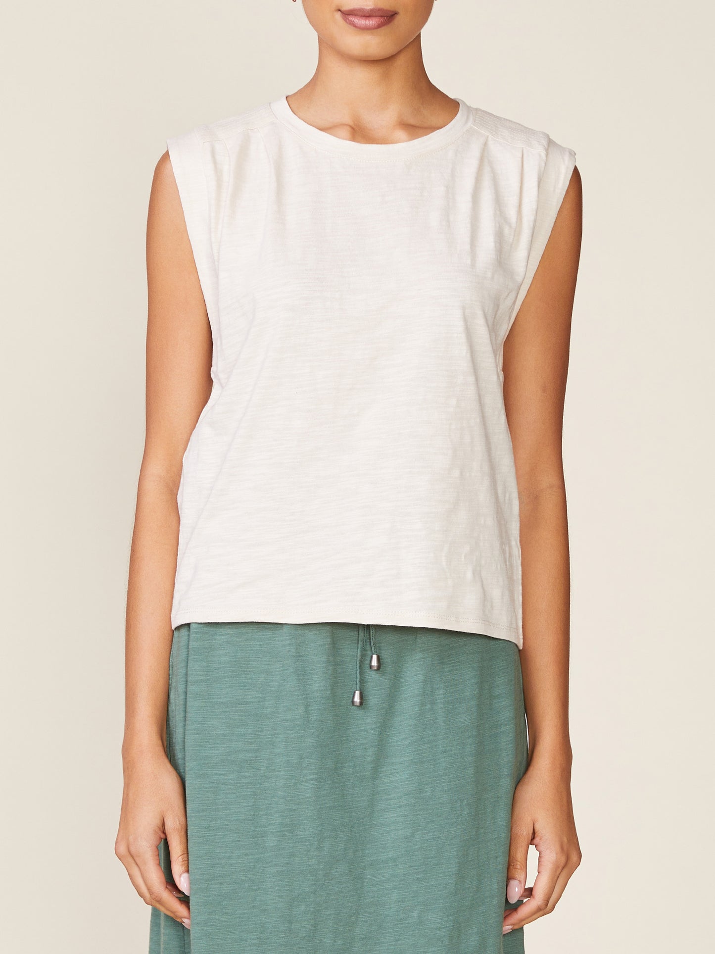 Dylan Slub Muscle Tee by ANTHEM the label in Almond