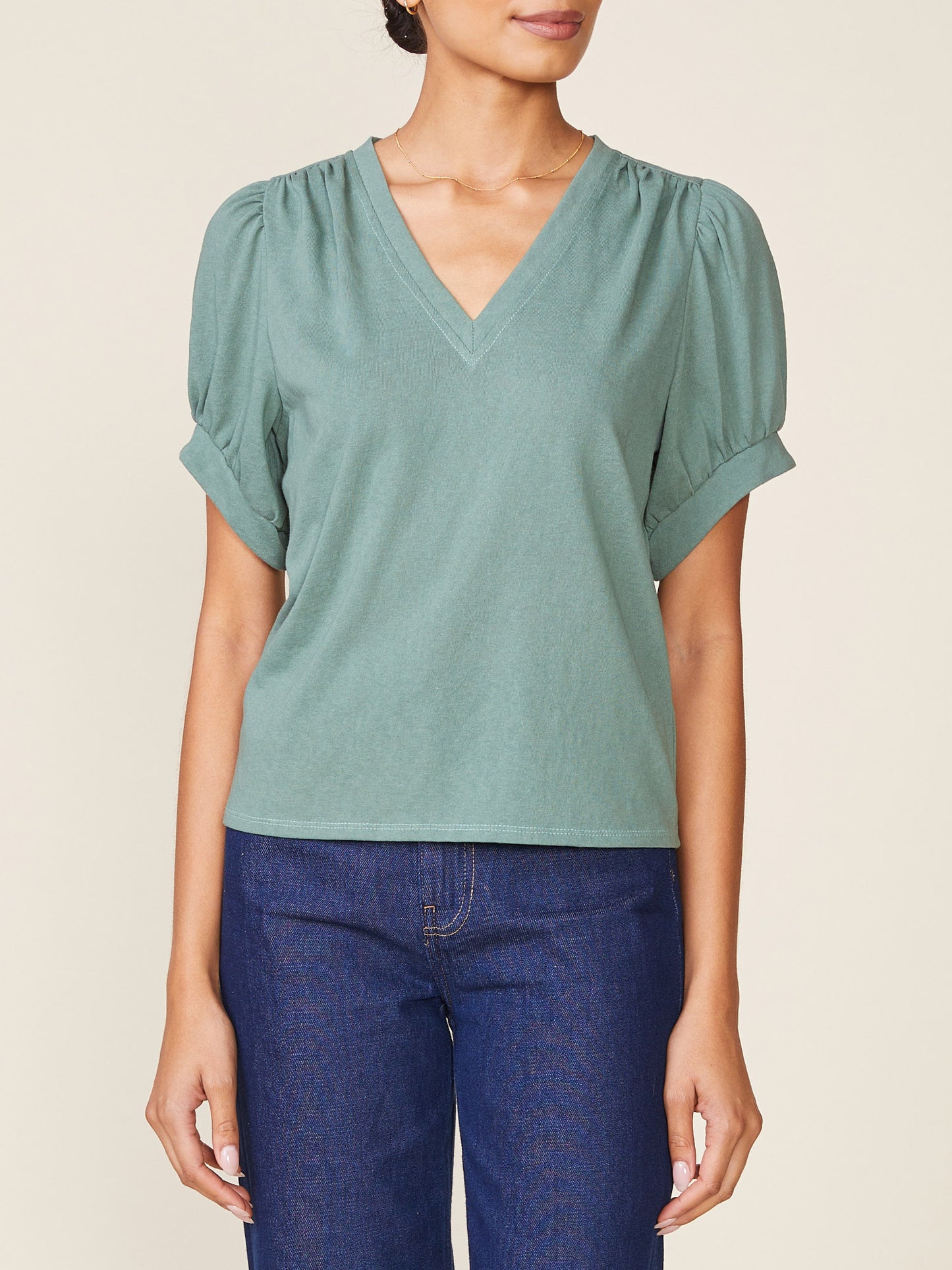 Dusty Flutter Sleeve Tee by ANTHEM the label in Green
