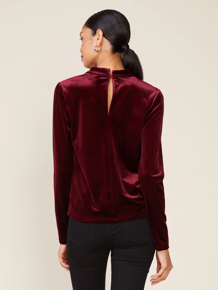 Keyhole Velvet Top by ANTHEM the label in Maroon Banner