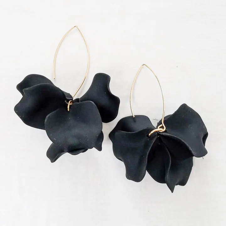 Hyacinth Tiered Earring on Marquis Hook by Virtue Jewelry Design in Black
