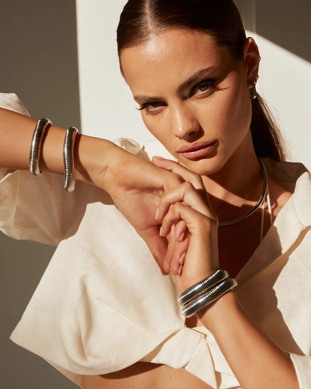 Flex Snake Chain Bracelet by LUV AJ in Silver
