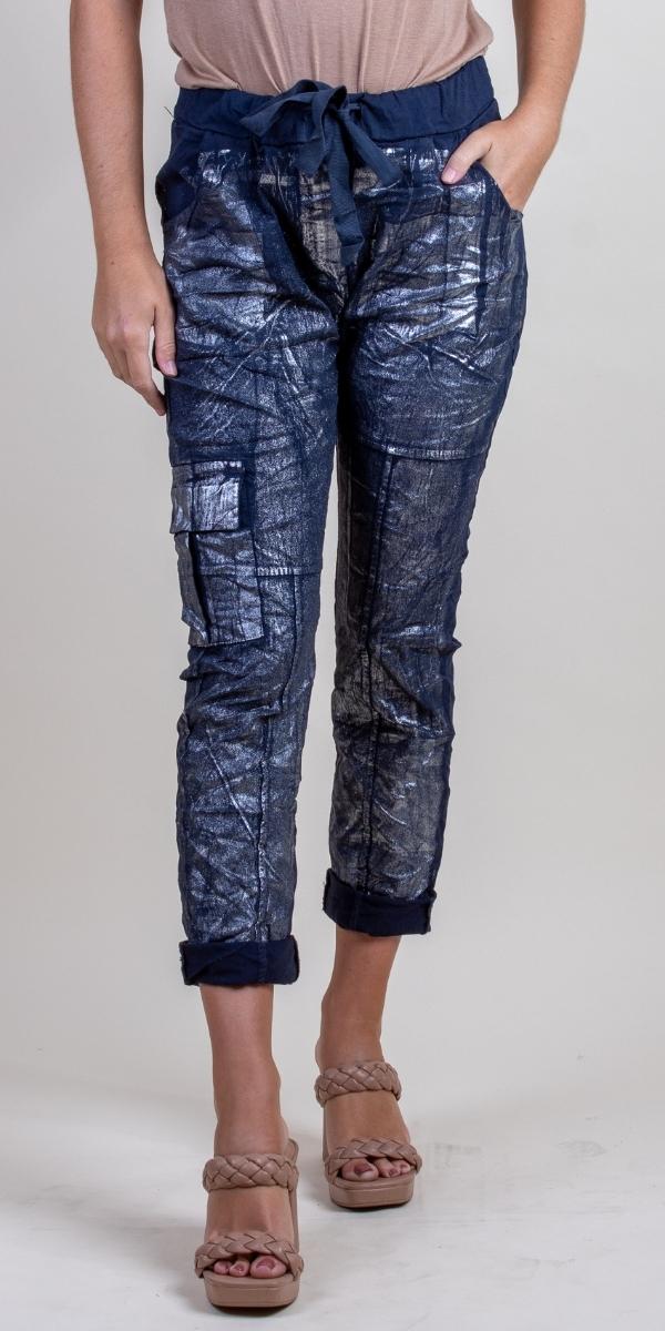 Umbria Cotton Print Pant by Gigi Moda in Navy