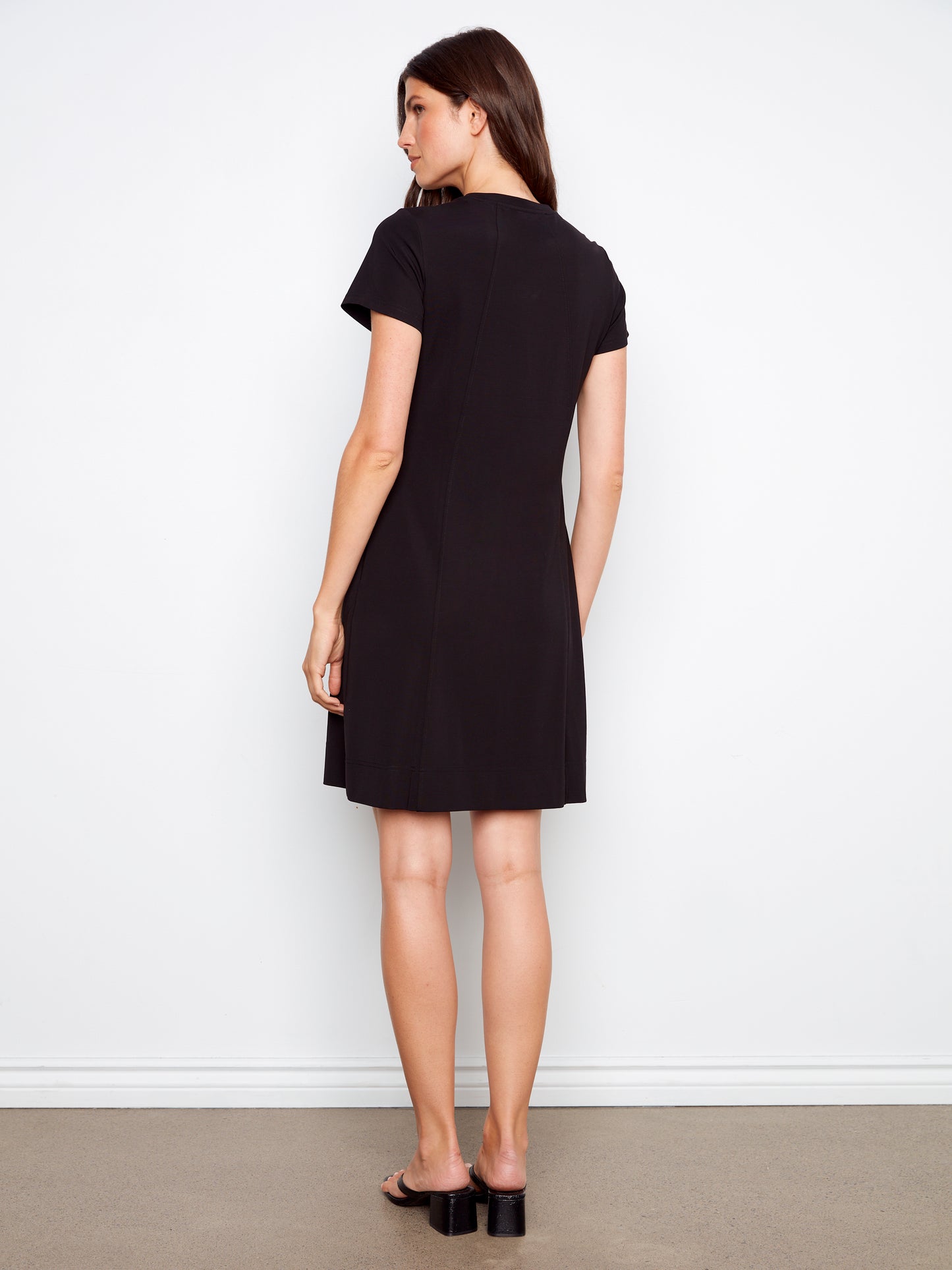 Interlock Knit Knee Length Dress by Charlie B in Black