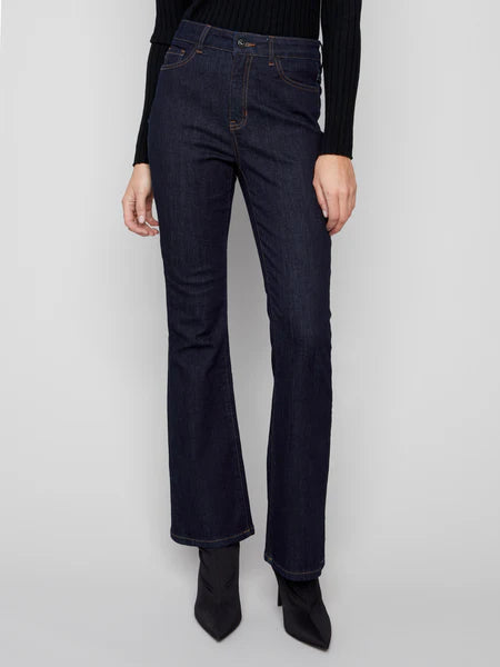 Bootcut Leg 5 Pocket Stretch Denim by Charlie B in Deep Blue