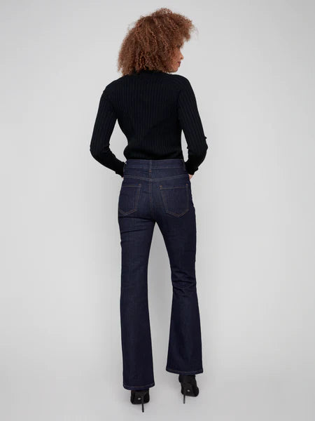 Bootcut Leg 5 Pocket Stretch Denim by Charlie B in Deep Blue