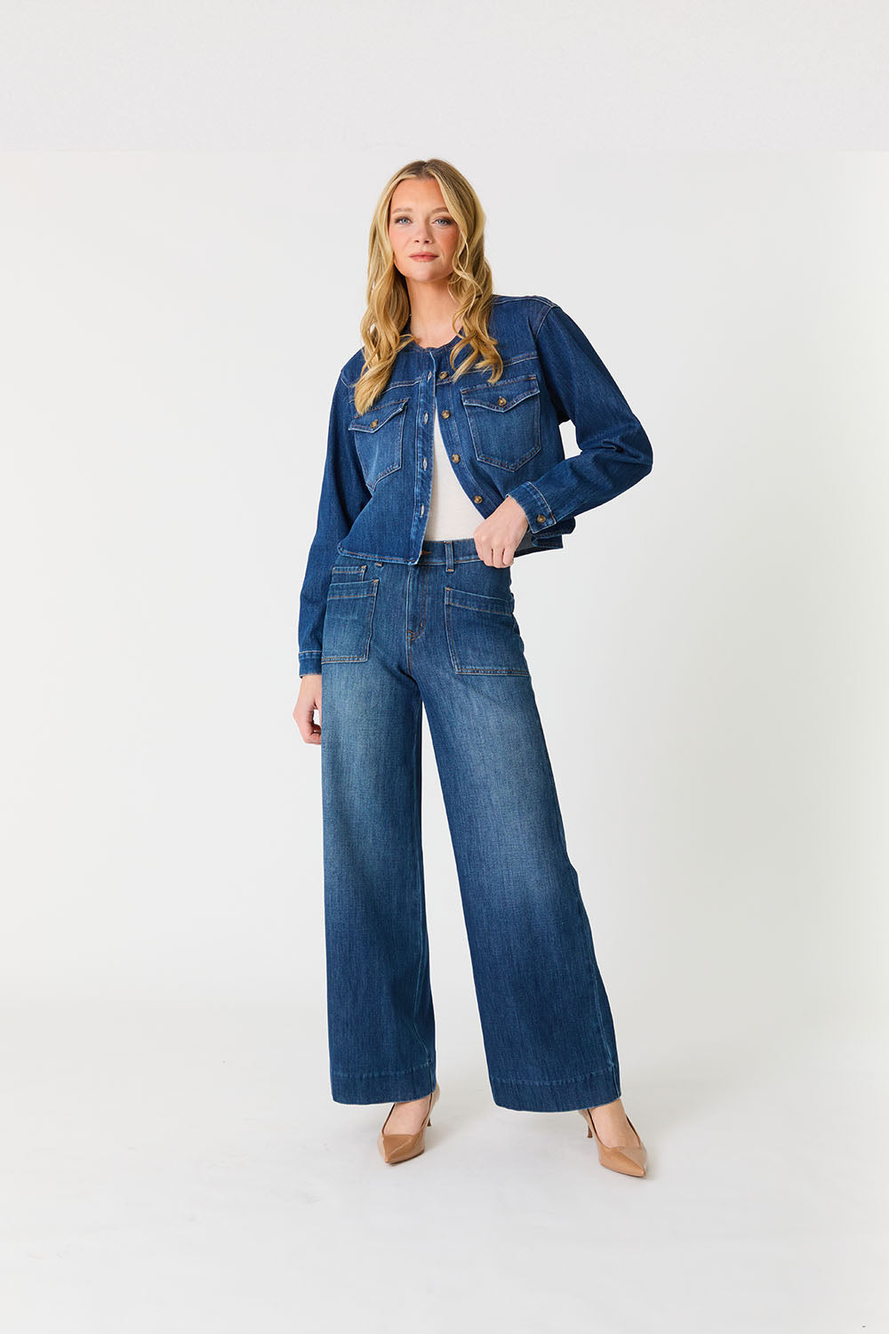 Maeve Denim Pant by Level 99 in Pool Blue