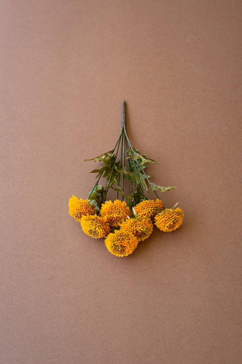 Bundle of 7 Artificial Mustard Ball Dahlias by Kalalou