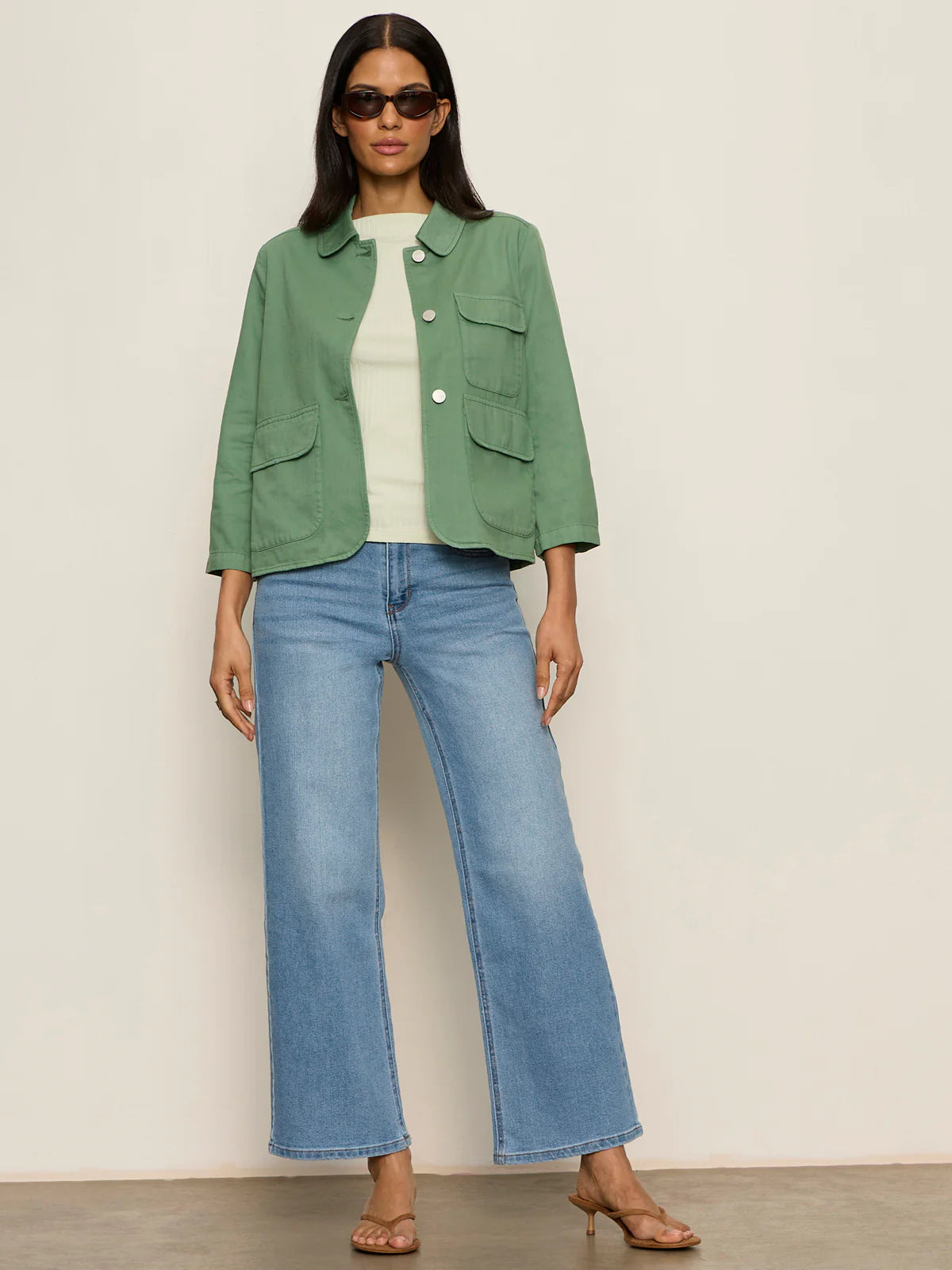 Crop Chore Jacket by Sanctuary in Green Juice