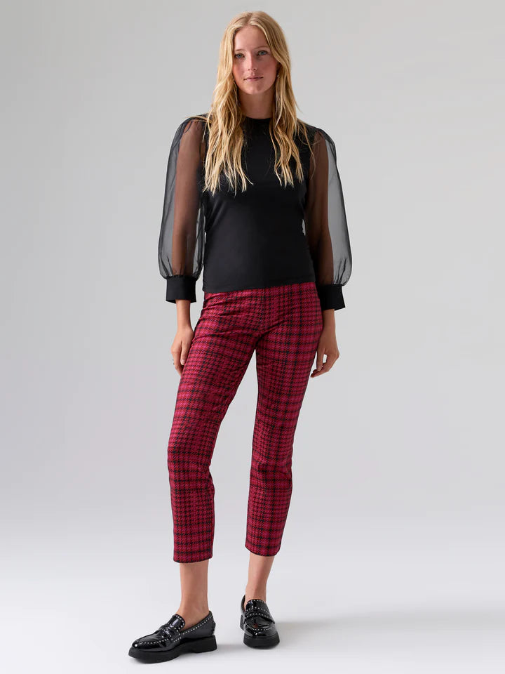 Carnaby Kick Crop Semi High Rise Legging by Sanctuary in Pink Glen Plaid