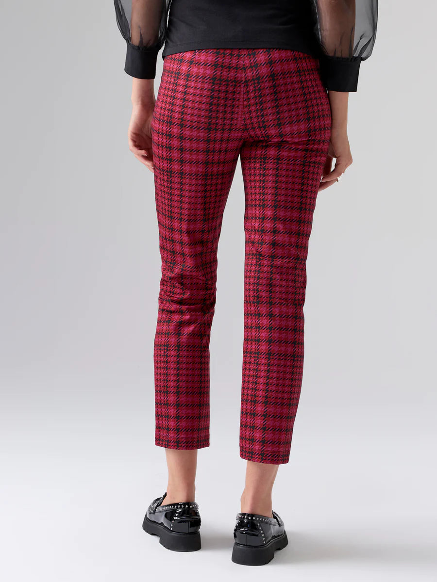 Carnaby Kick Crop Semi High Rise Legging by Sanctuary in Pink Glen Plaid