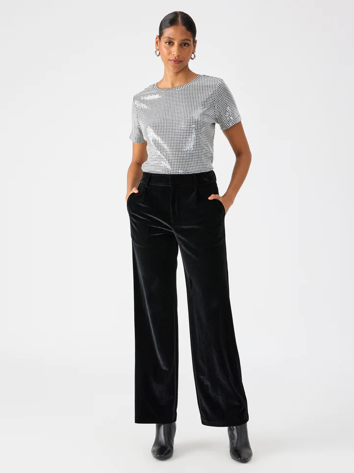 Faye Semi High Rise Velvet Trouser by Sanctuary in Black