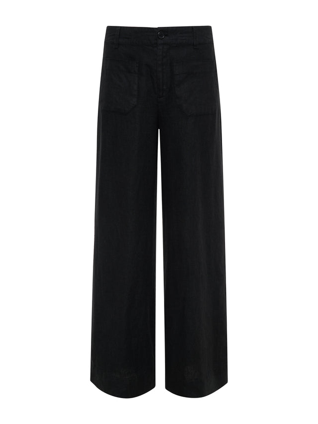 The Linen Marine Wide Leg Pant by Sanctuary in Black
