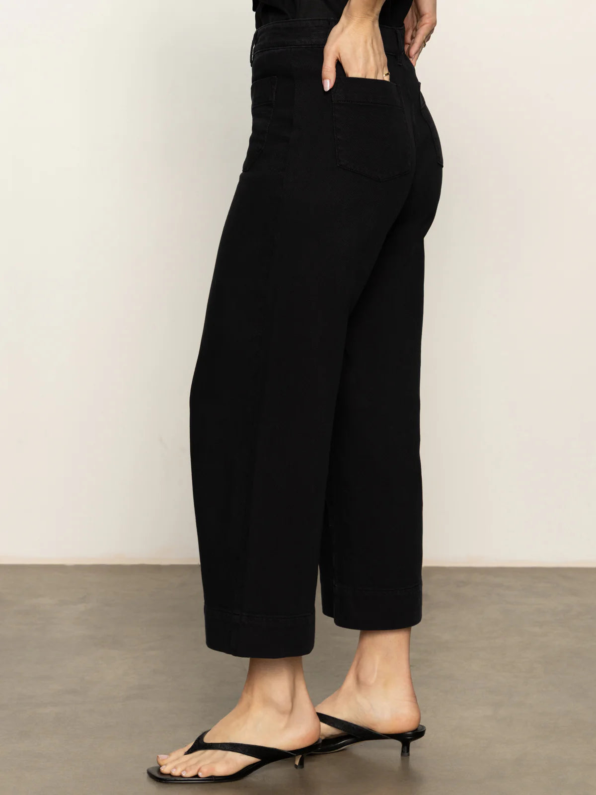 Soft Marine Wide Leg Crop Pant by Sanctuary in Black