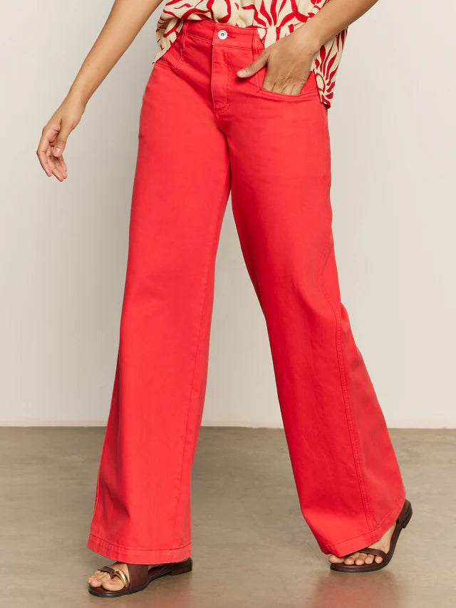 Highland Wide Leg Denim Pant by Sanctuary in Cayenne