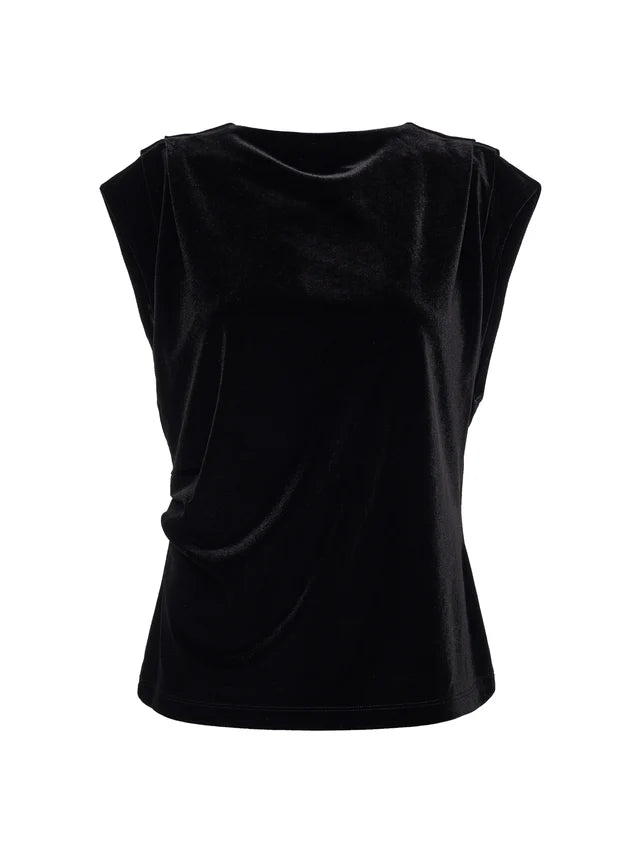 Pleated Sleeveless Top by Sanctuary in Black Velvet