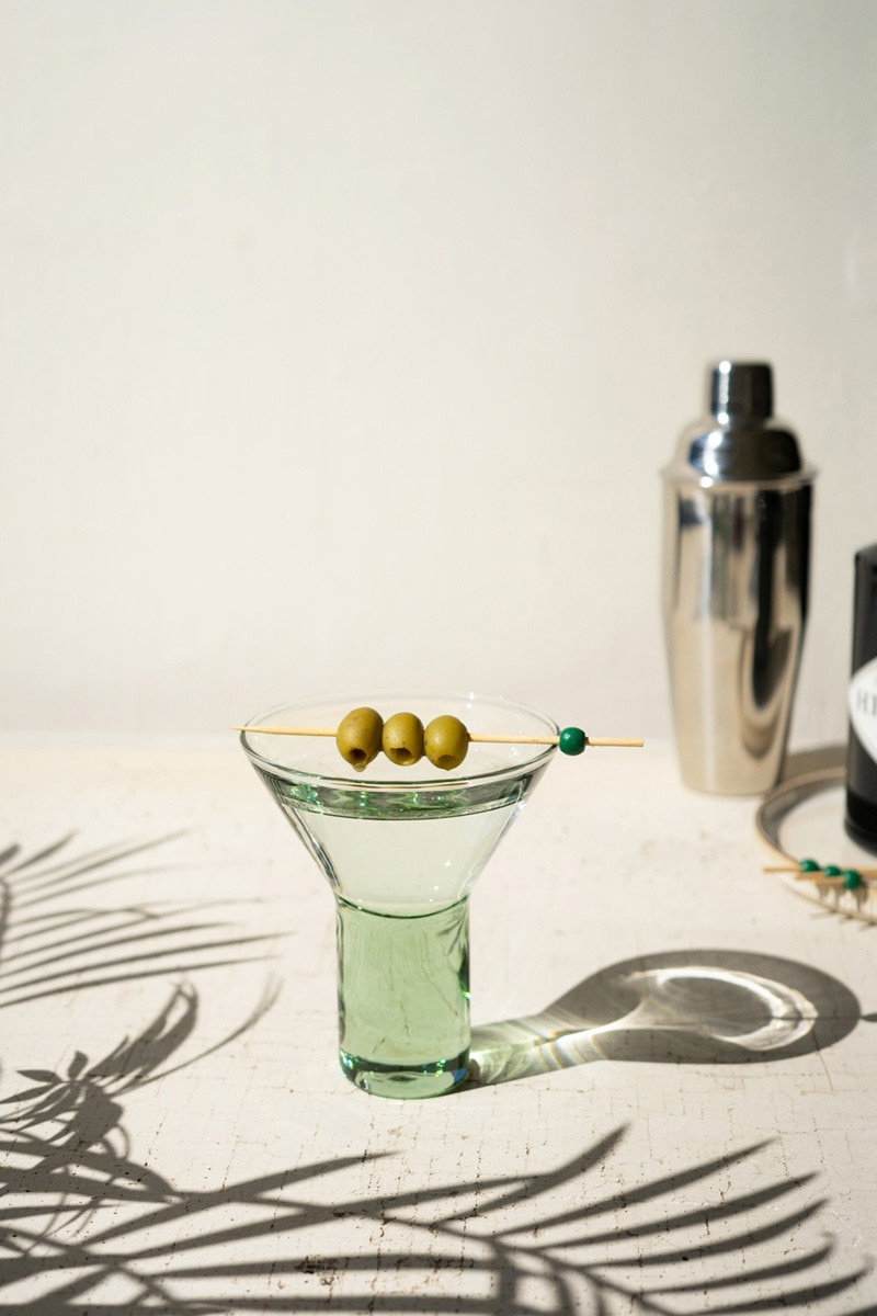 Clear Martini Glass with Solid Base by Kalalou in Green