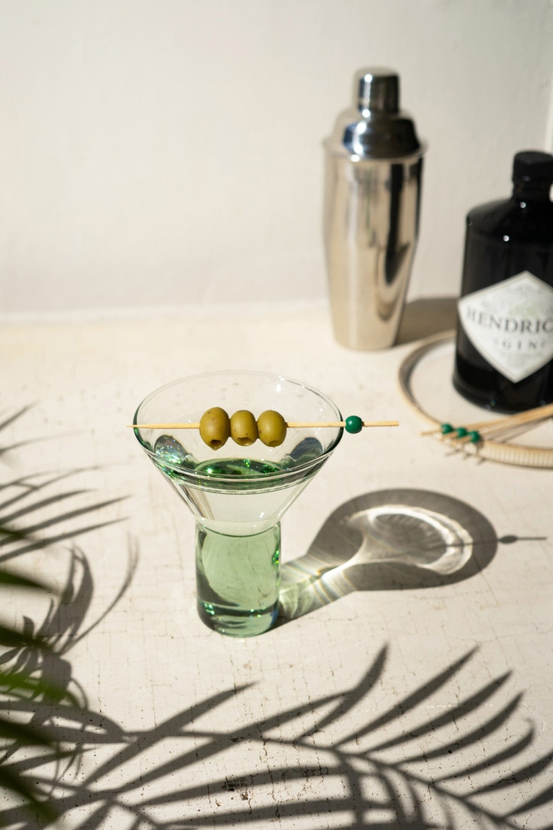 Clear Martini Glass with Solid Base by Kalalou in Green