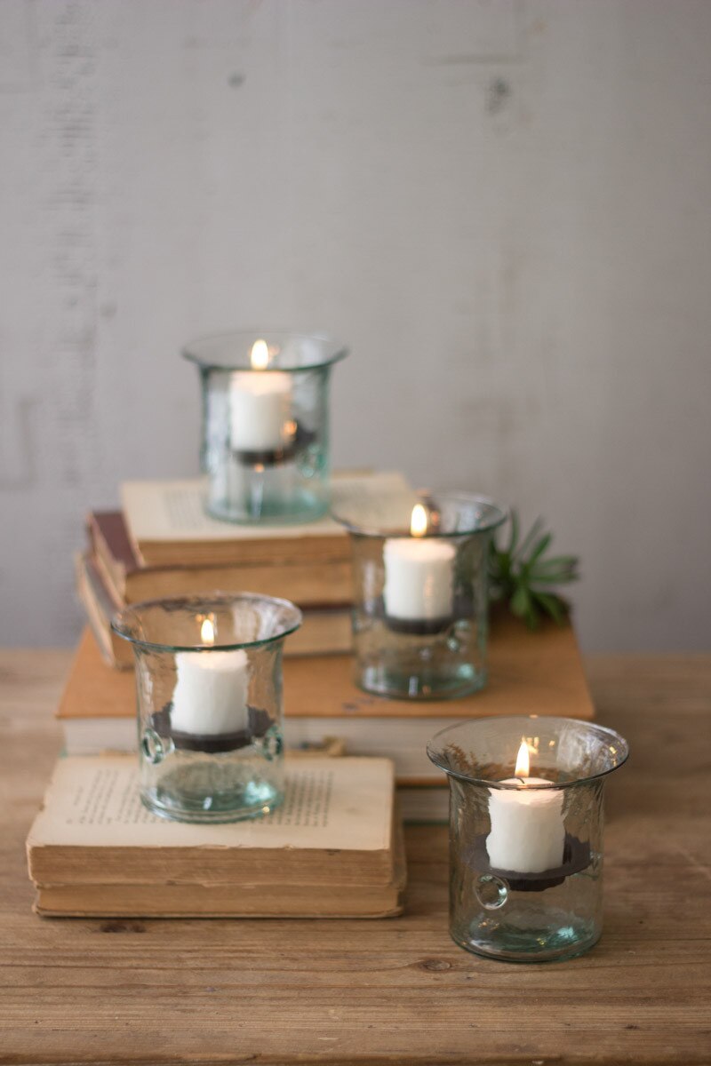Recycled glass mini votive cylinder by Kalalou