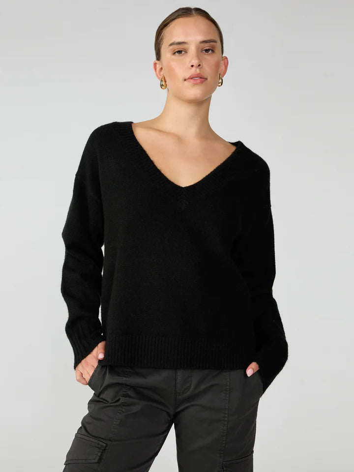 Easy Breezy V-Neck Pullover Sweater by Sanctuary in Black