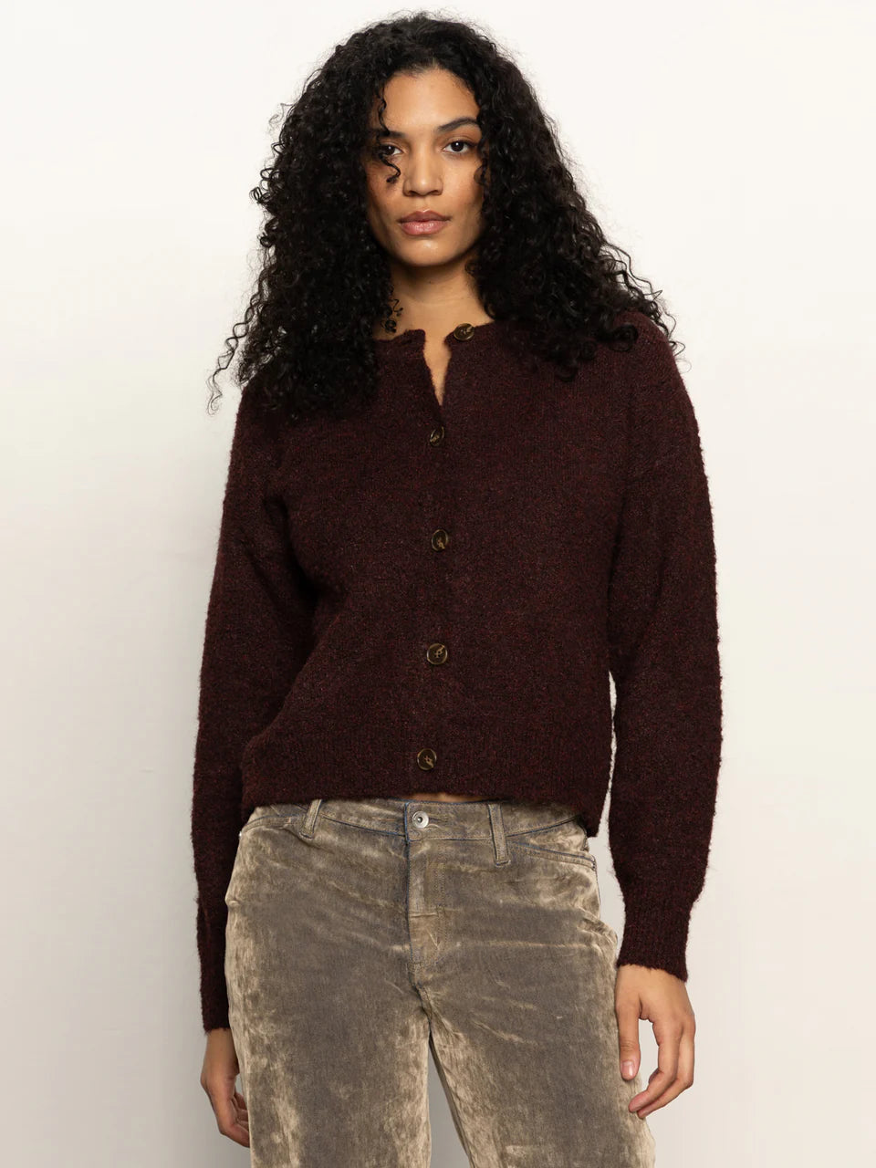 Boucle Cardigan by Sanctuary in Dark Crimson