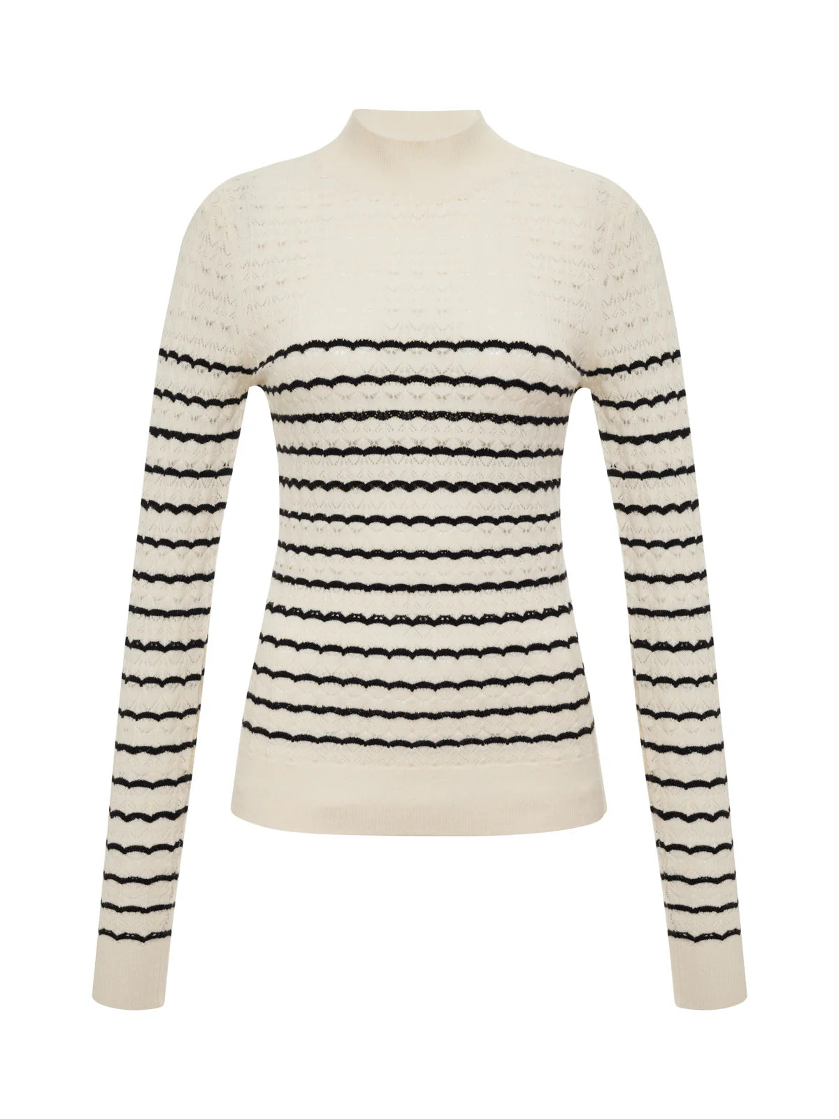 Forever Striped Mock Neck by Sanctuary in Vanilla Creme with Black Stripe