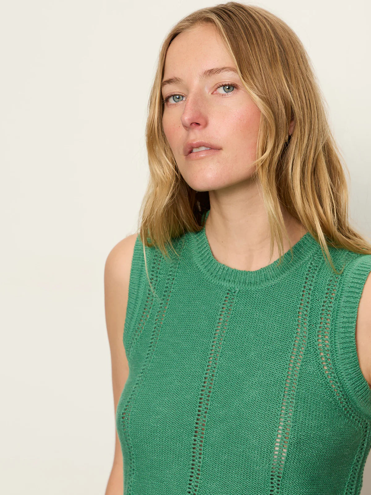 Easy Pointelle Shell by Sanctuary in Green Juice