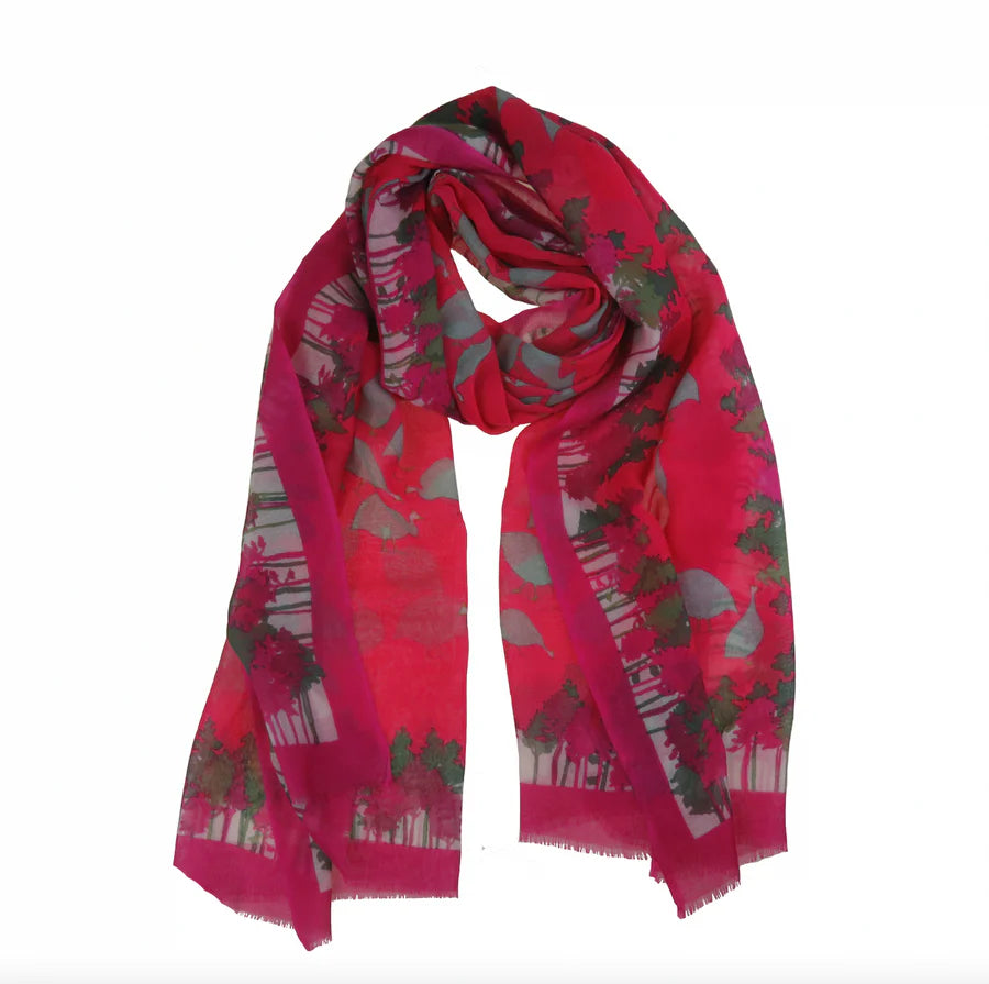 Little Guinea Fowls Wool Stole by Supplement d'AM in Pintade Framboise