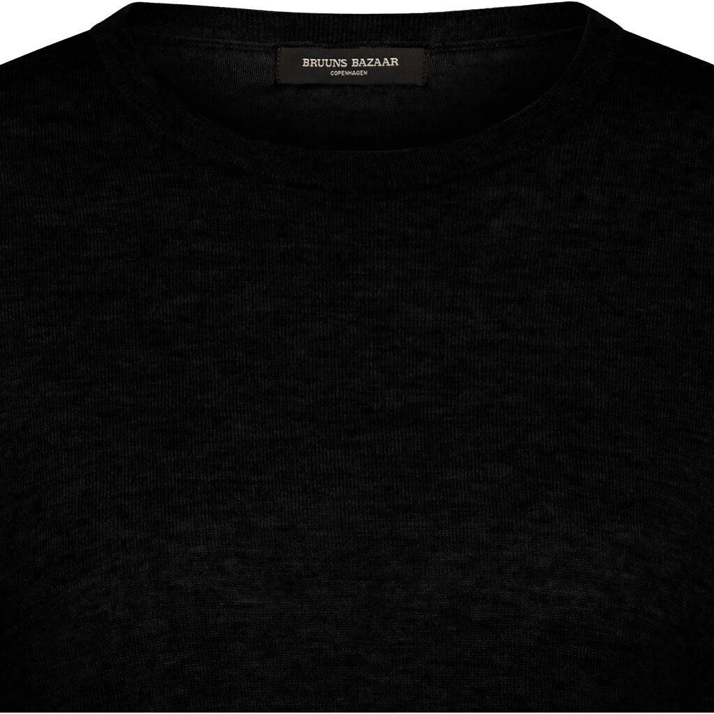 CashWool Round Neck Knit by Bruuns Bazaar in Black