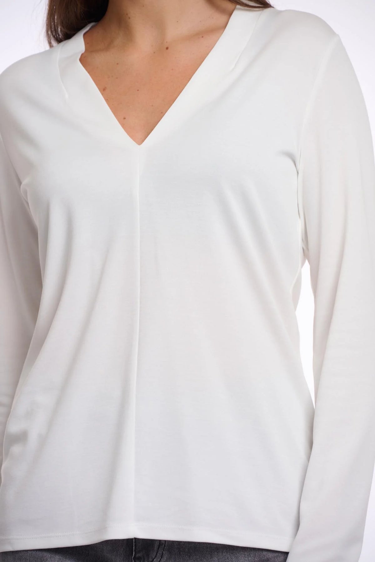 Cleo V-Neck Tee by Rino & Pelle in Snow White