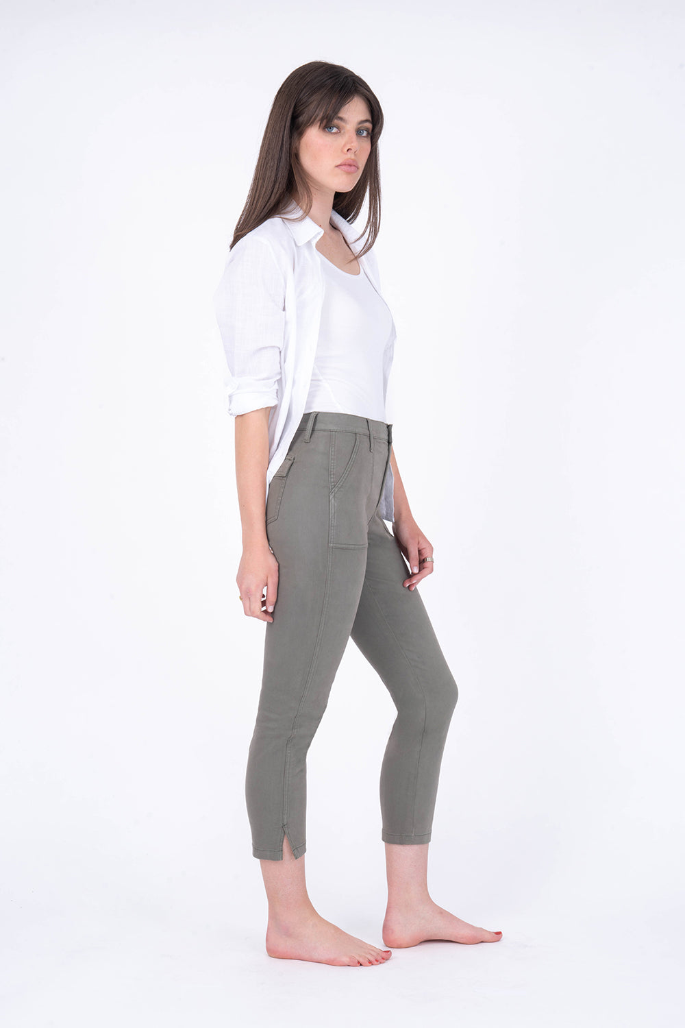 Agnes Patch Pocket Pant by Level 99 in Olive Green