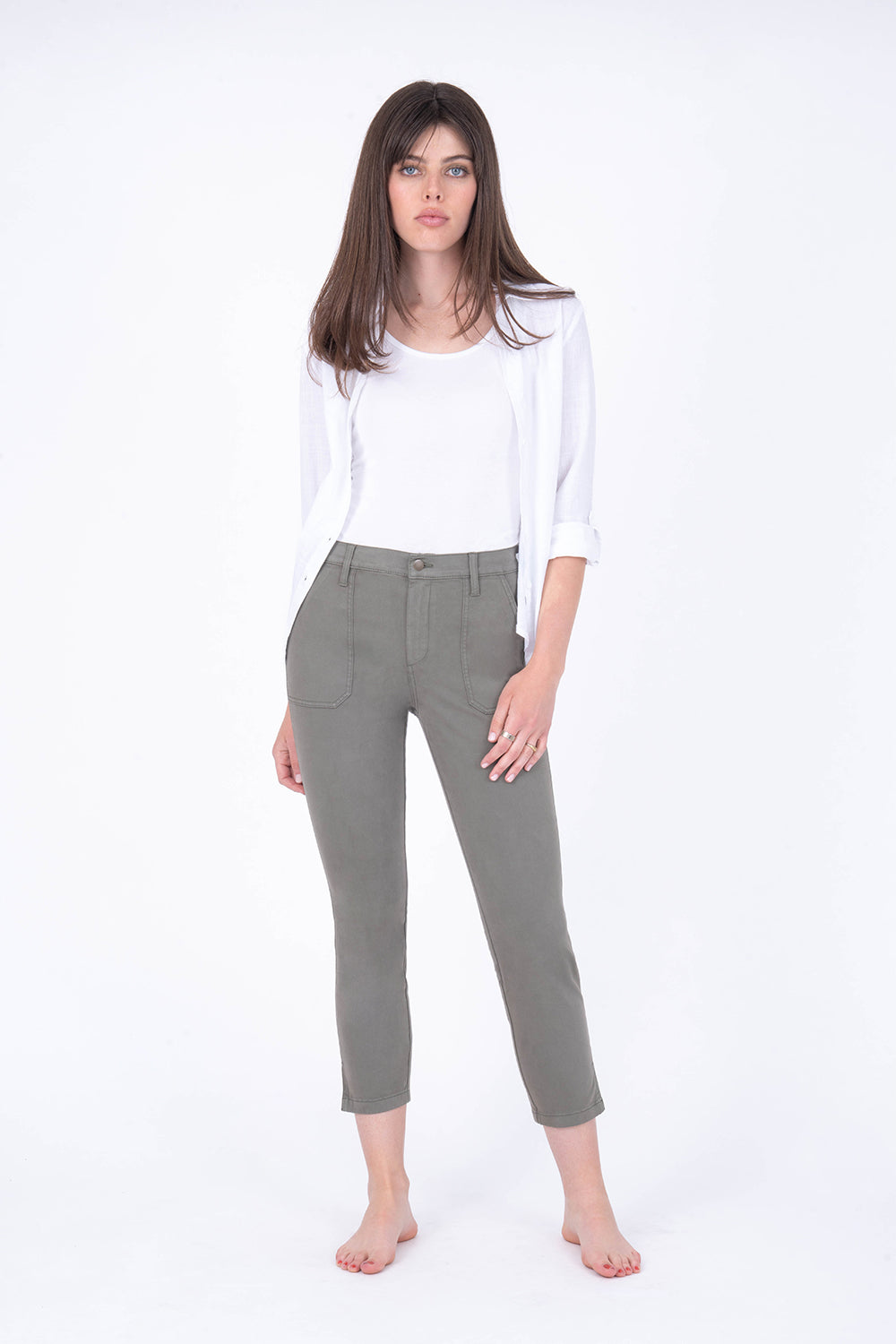 Agnes Patch Pocket Pant by Level 99 in Olive Green