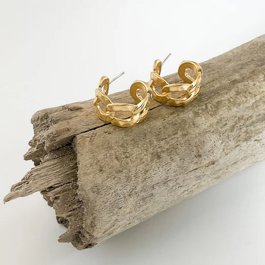 Small Chain Link Hoop Earring by Virtue Jewelry in Gold