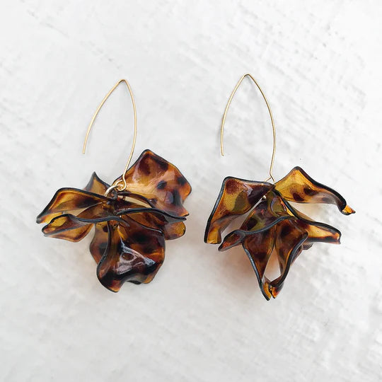 Hyacinth Tiered Earring on Marquis Hook by Virtue Jewelry in Tortoise Shell