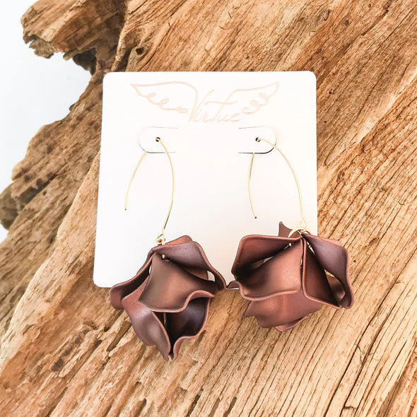 Hyacinth Tiered Earring on Marquis Hook by Virtue Jewelry in Brown