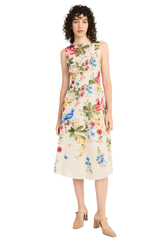 Fit and Flare Midi Dress by Maggy London in Cream Floral