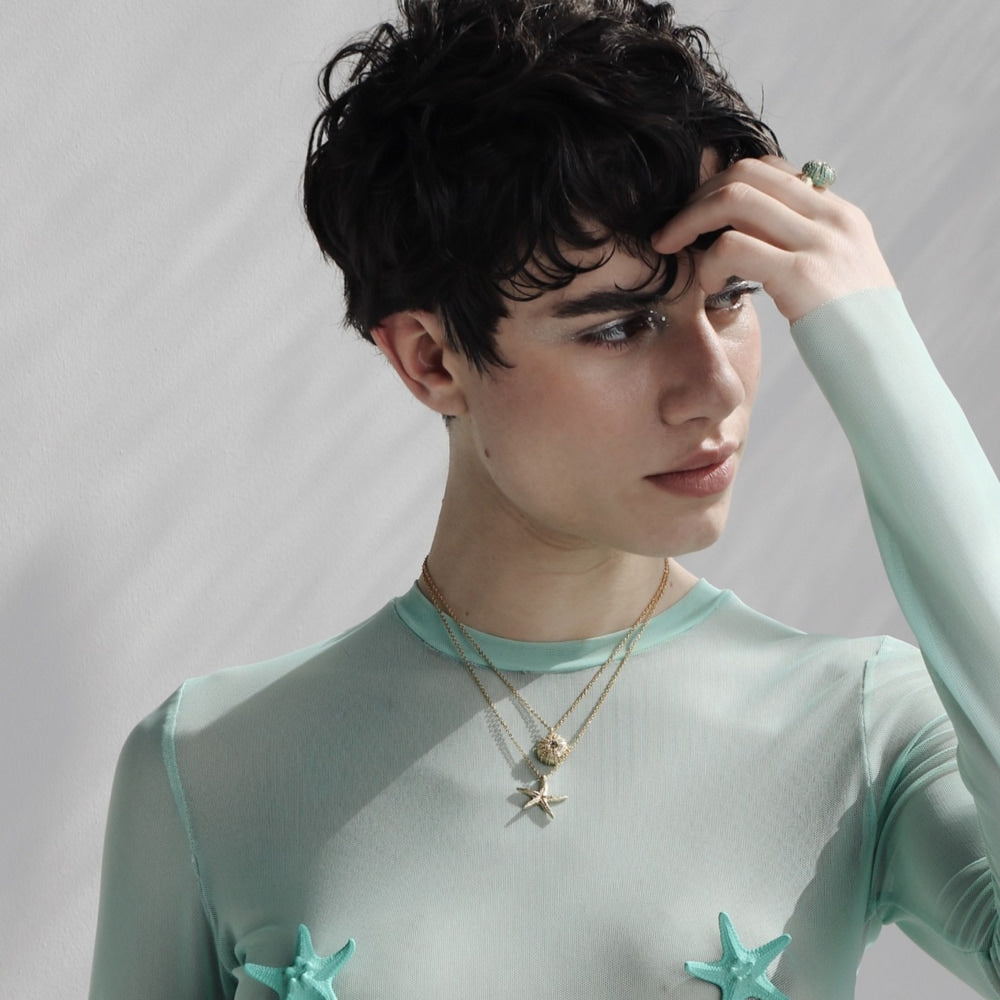 Sea Urchin Necklace by Kalliope Jewelry in Brass