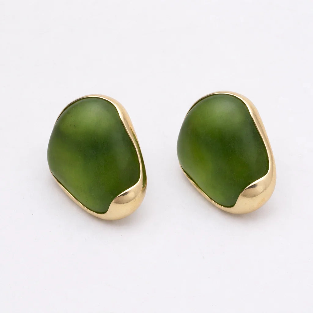 Stoneveil Earrings by Kalliope Jewelry in Green Resin