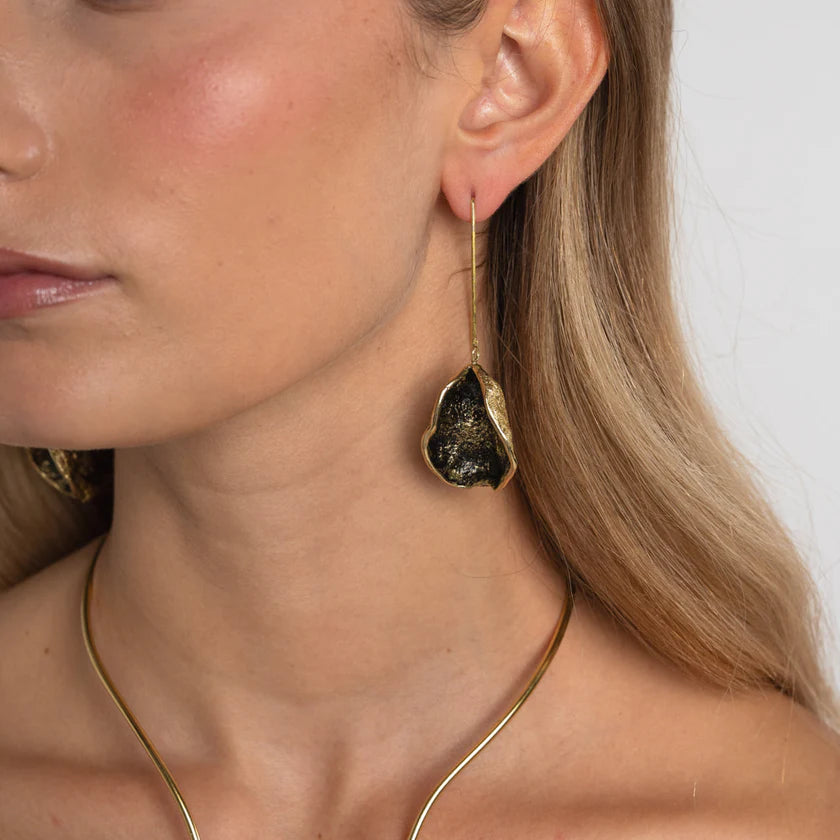 Spore Earrings by Kalliope Jewelry in Black Oxidation