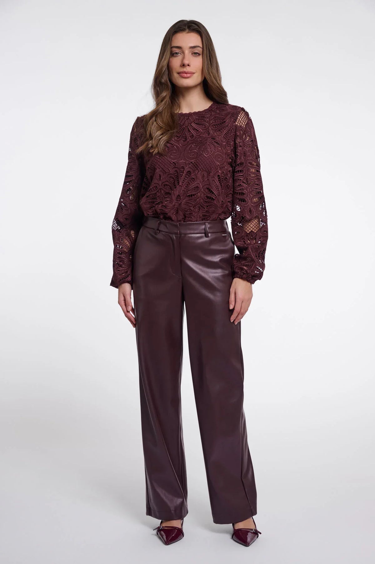 Georgina Faux Leather Pants by Rino & Pelle in Chocolate Bean